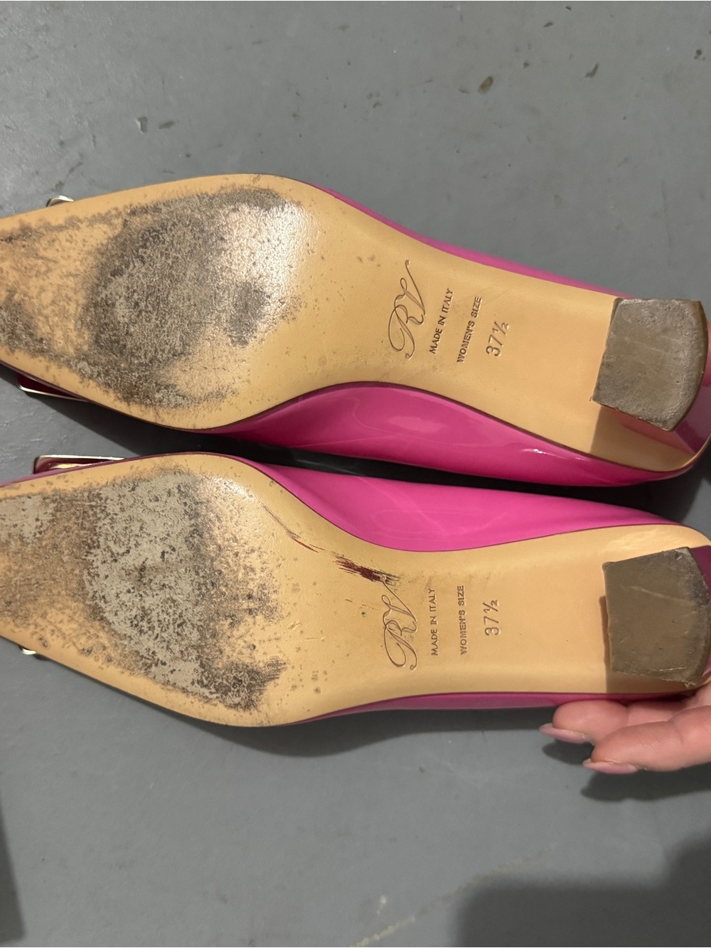 Roger Vivier Pink Patent Leather Square-Toe Buckle Flats - Picture 3 of 11